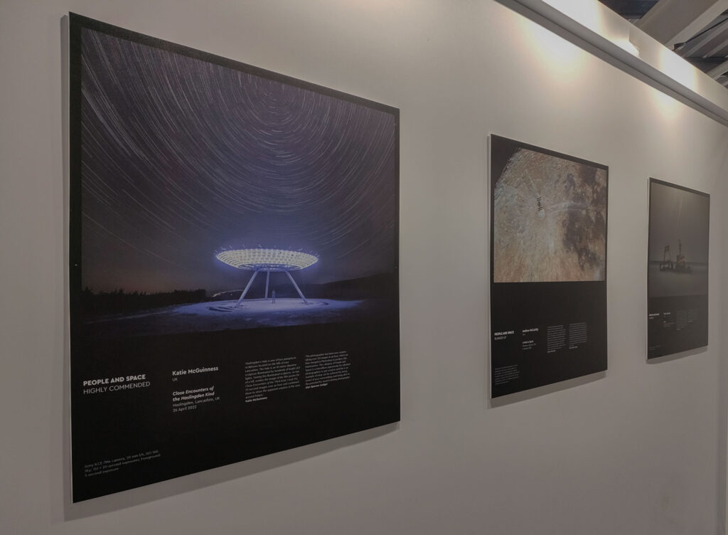 Katie McGuinness award winning image on display at the astrophotography exhibition at Jodrell Bank Observatory